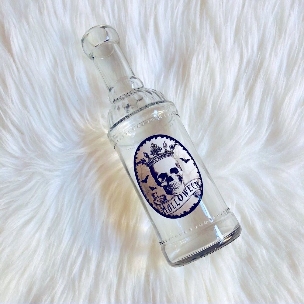 Skull Head Halloween Glass Potion Bottle 1 pc